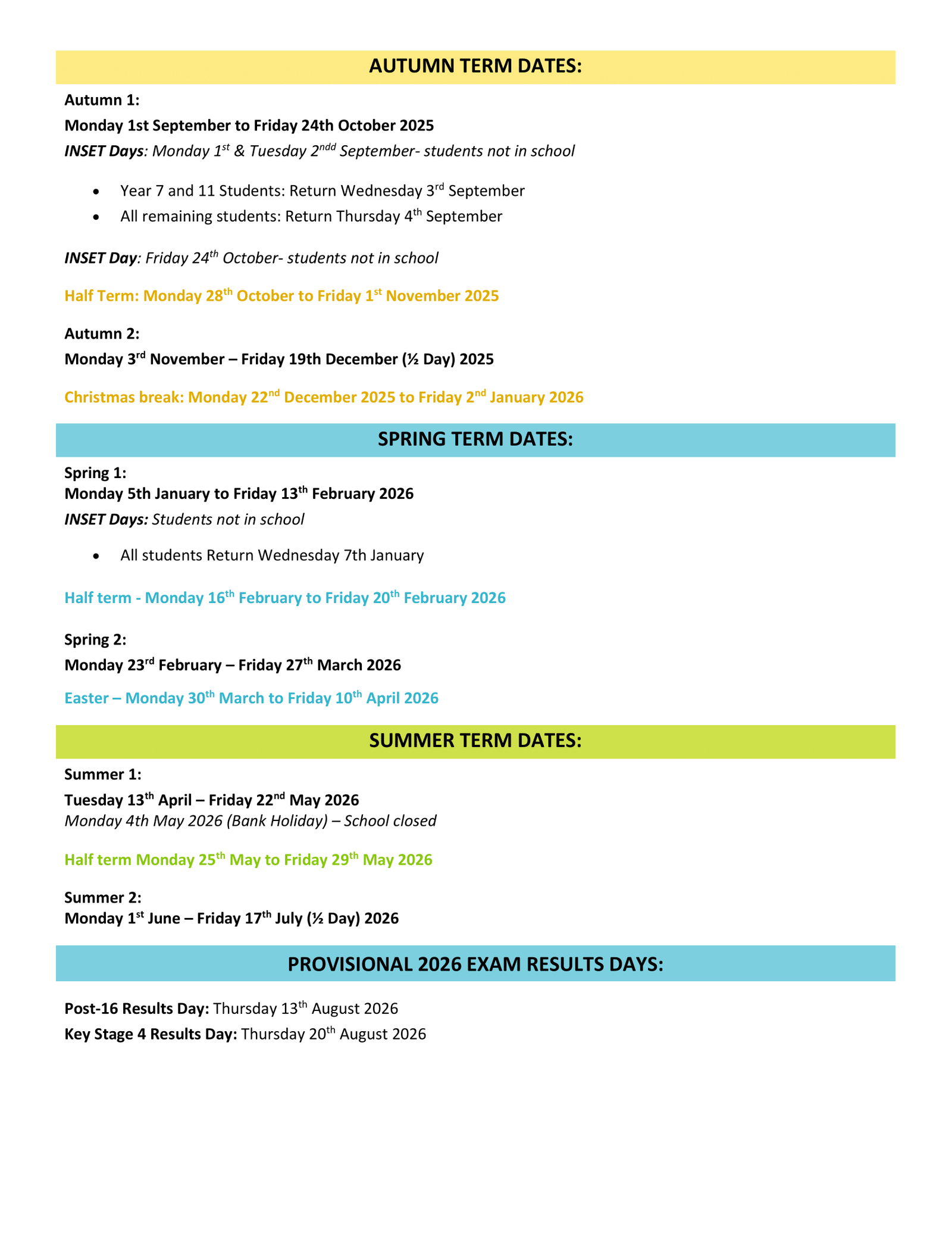 Holly Lodge Girls’ College Term Dates 