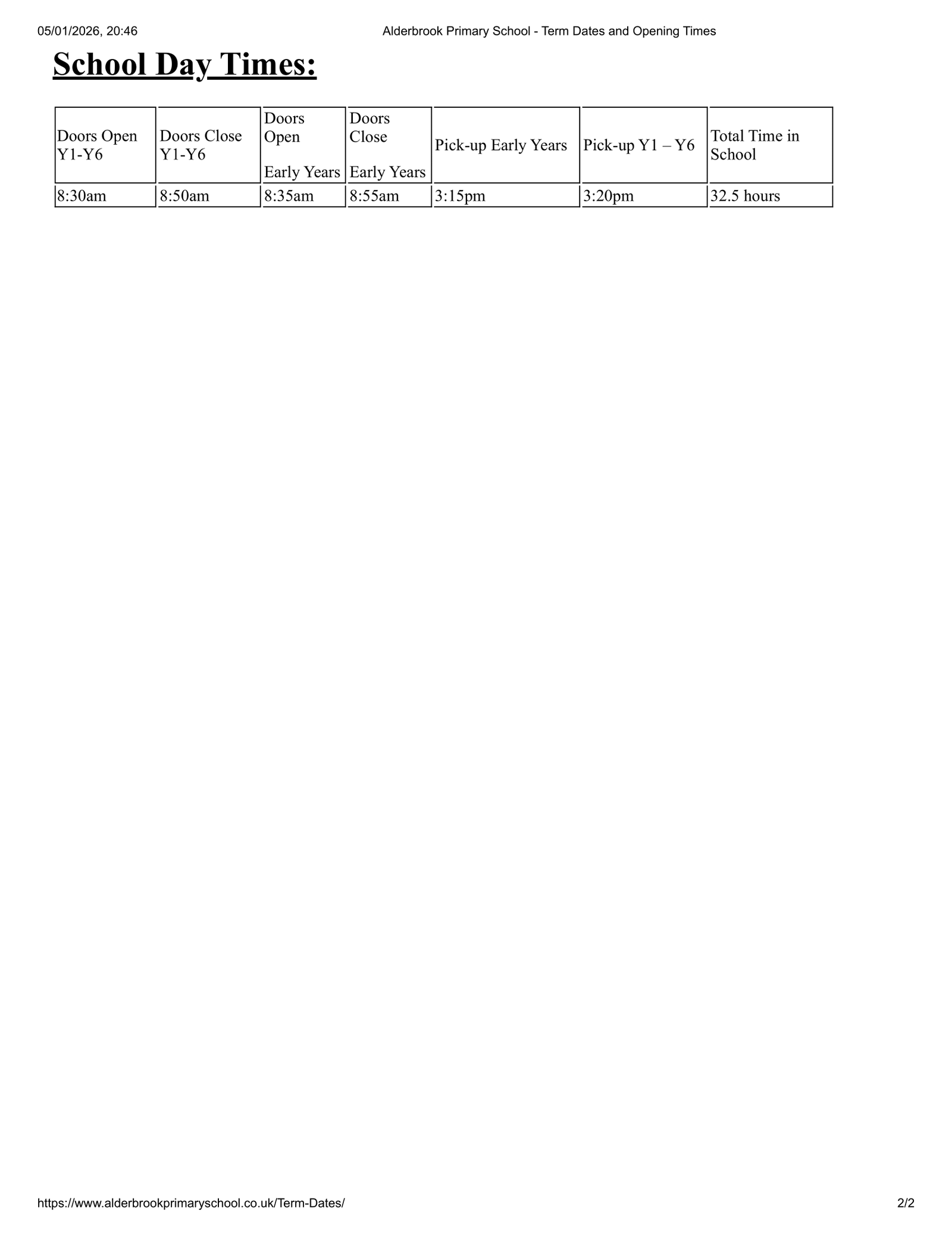 alderbrook primary school term dates 25-26 Official Updates Term Dates