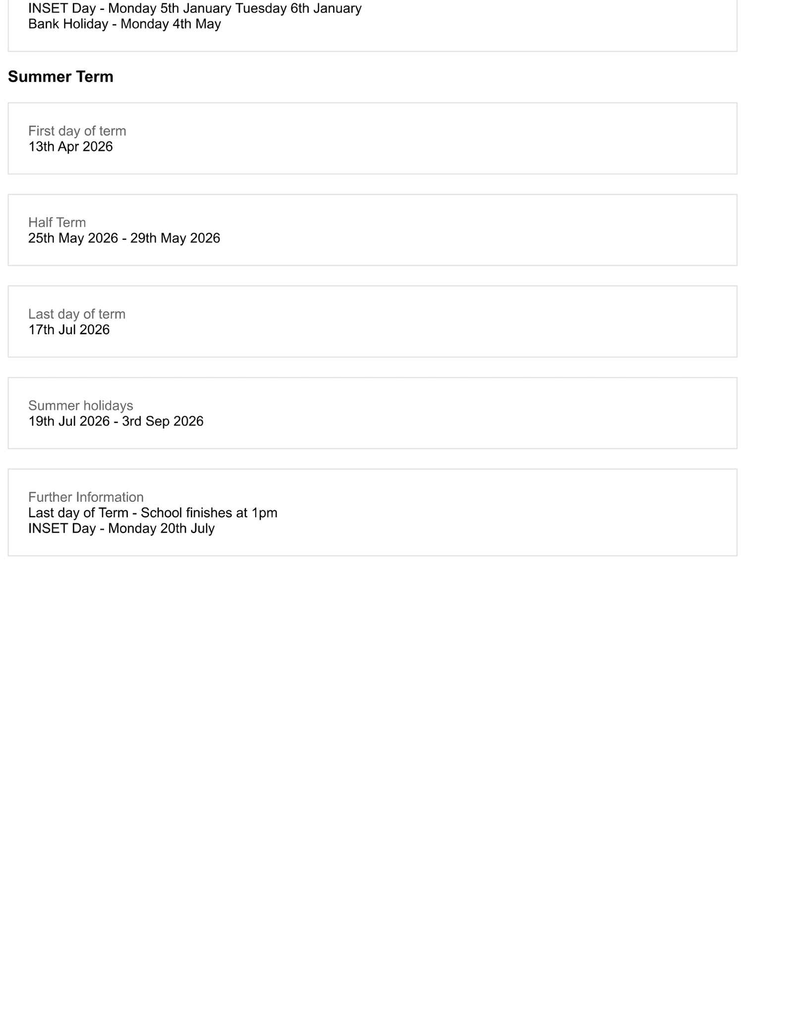 Archbishop Sumner Primary School Term Dates 25-26 Official Updates Term Dates