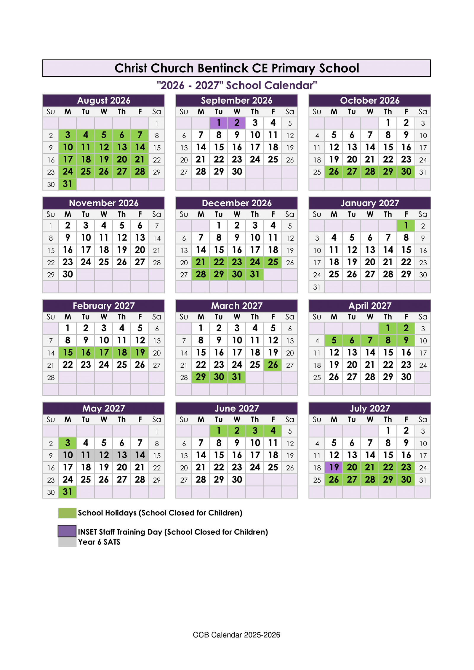 Christ Church Bentinck CE Primary School Term Dates 25-26 Revised [PDF]