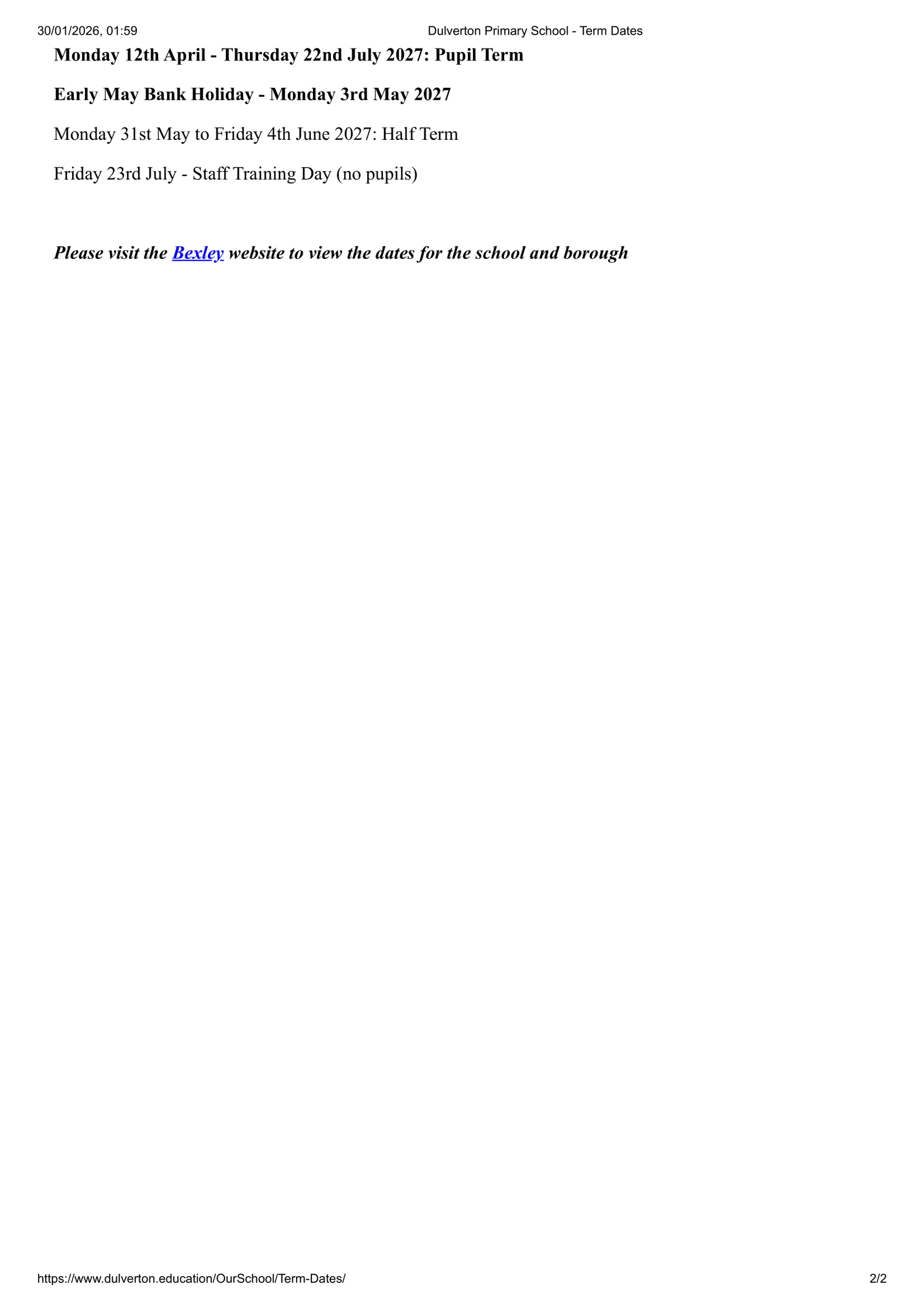 Dulverton Primary School 25-26 Term Dates Revised PDF Term Dates