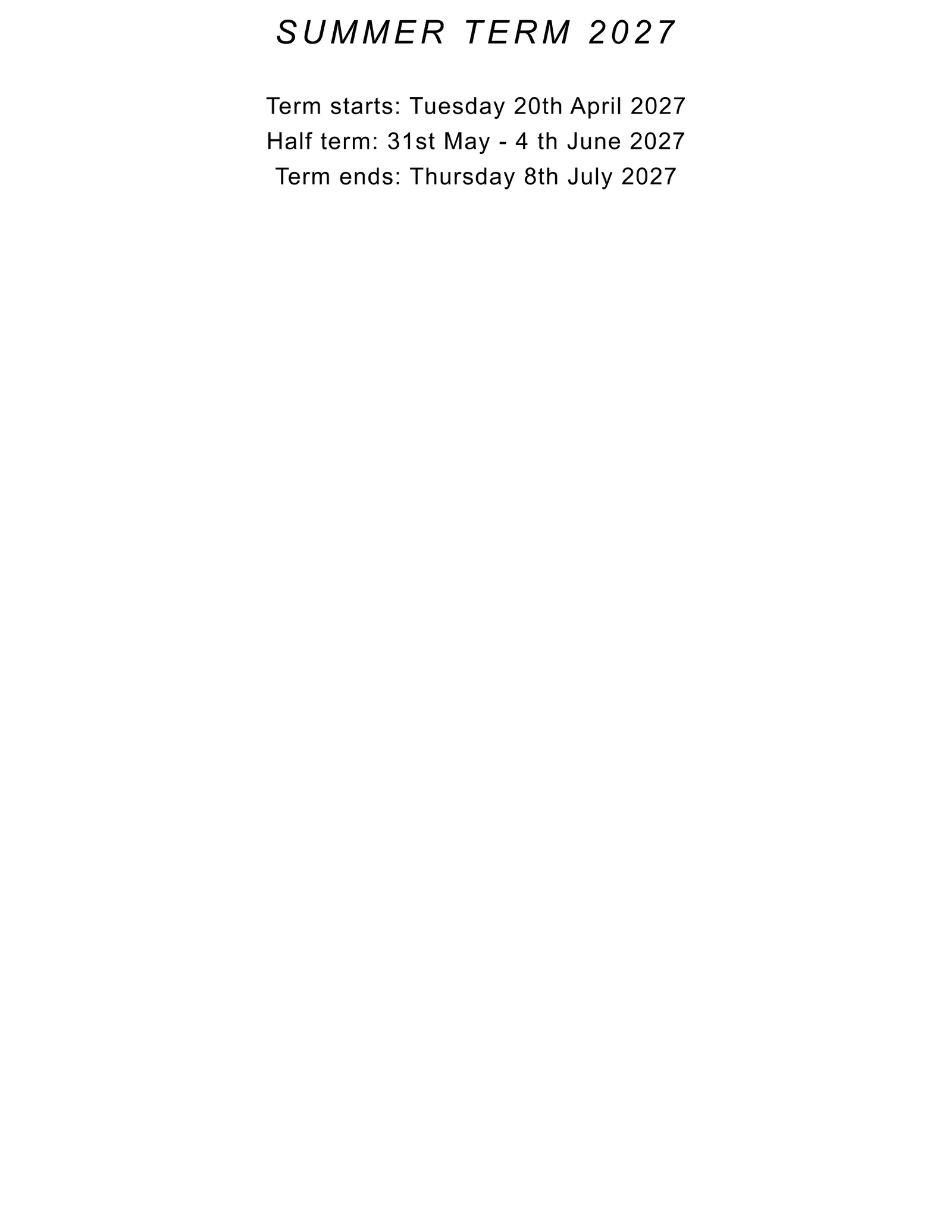 Garden House School term dates 25-26 Updated Term Dates