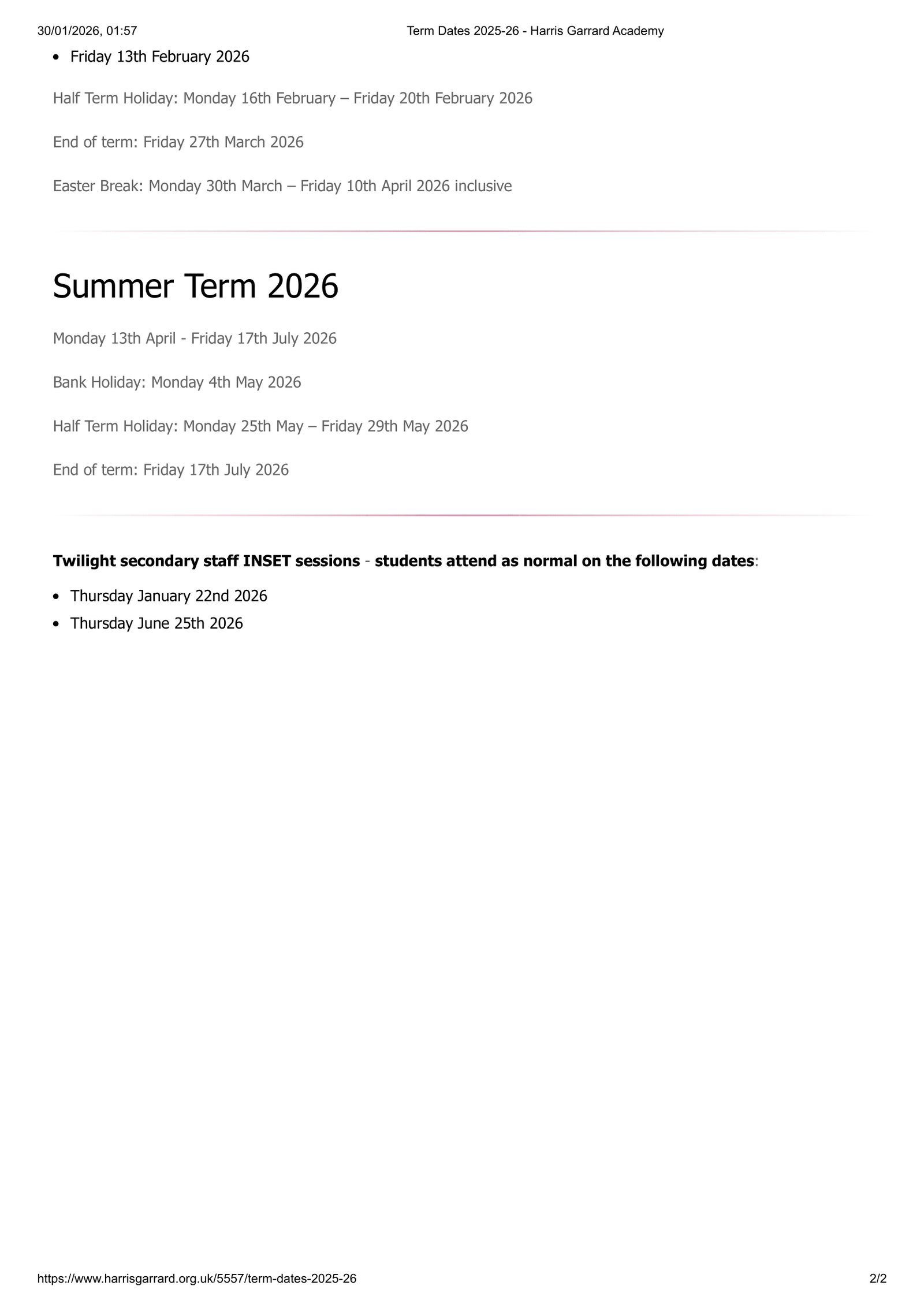 Harris Garrard Academy 25-26 Term Dates Revised PDF Term Dates