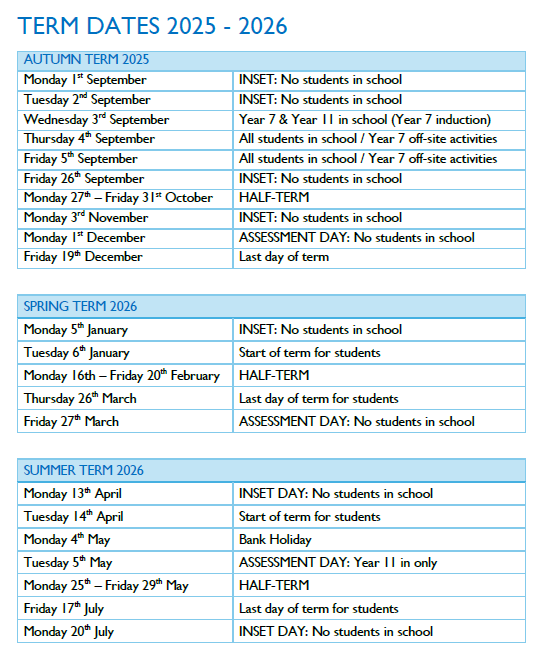The Swanage School Term Date Updates Term Dates