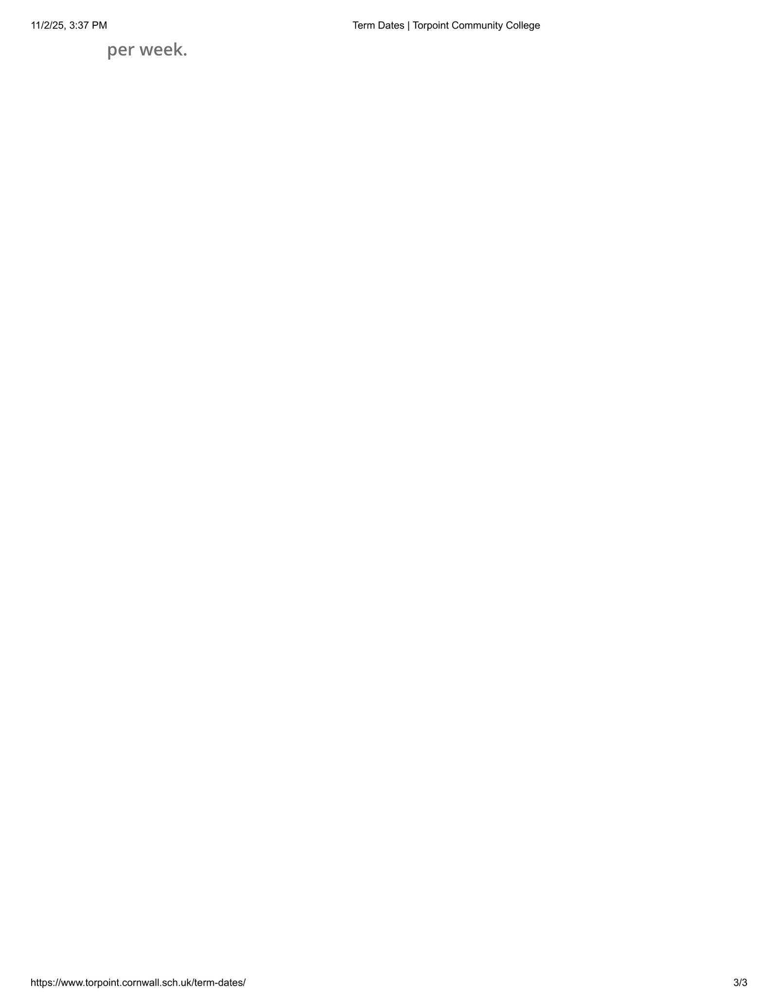 Torpoint Community College - Cornwall Term Dates Term Dates